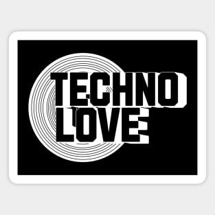 TECHNO  - Vinyl Love (White) Magnet